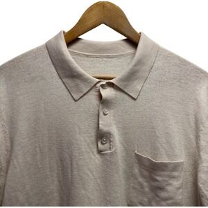 Reiss Men's Sz S Light Pink Linen Knit Short Sleeve Gordan S/S Pocket Polo Shirt